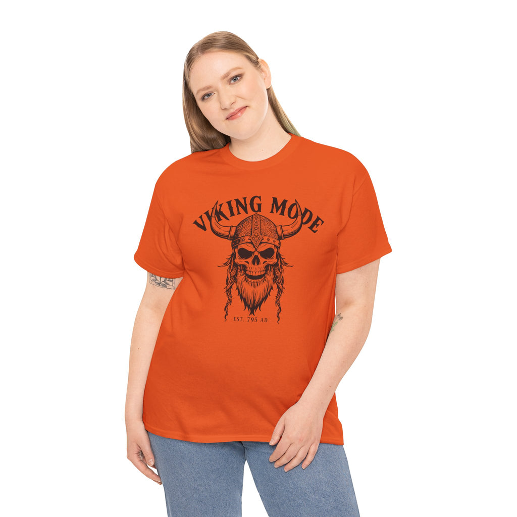 Viking Mode Skull Viking T-shirt | Norse Helmet Skull Graphic Tee