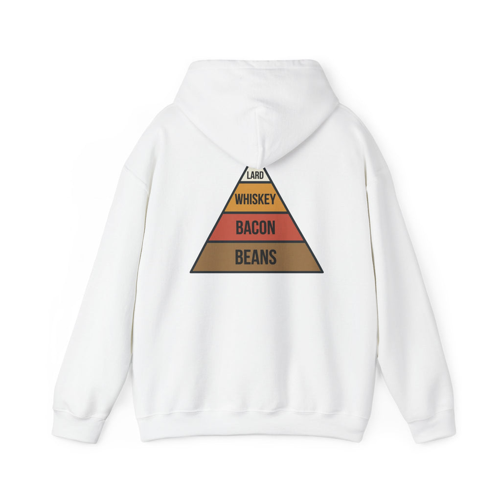Food Pyramid Design Hoodie | Beans Bacon Whiskey Lard Illustration