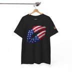 American Flag Kiss T‑Shirt – Patriotic USA Lip Print Tee for 4th of July