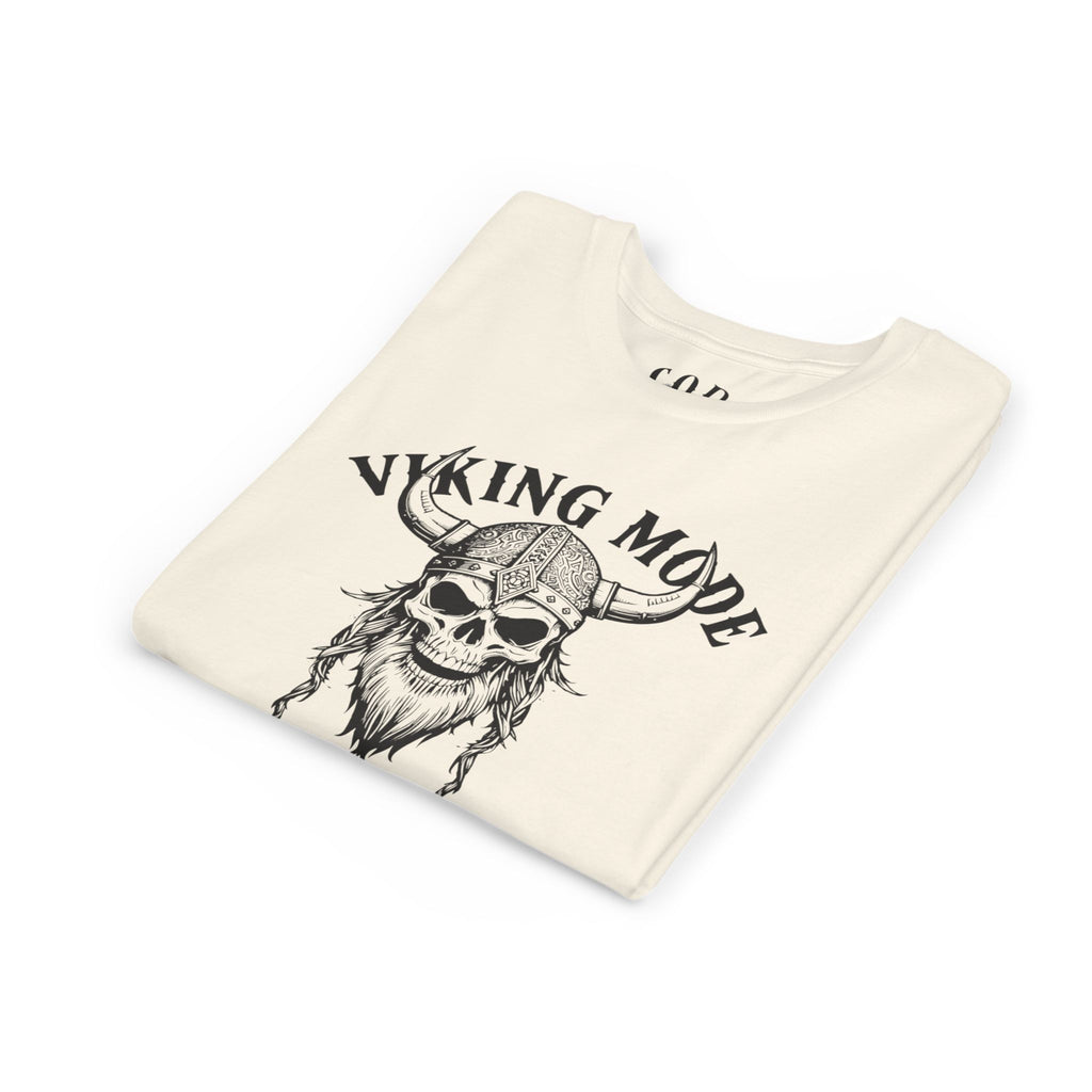 Viking Mode Youth T‑Shirt — Skull Horned Helmet Graphic Tee for Kids