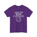 T-Shirt — “I like when people are RUDE, it means I get to stop being NICE.” Smiley Face Funny Graphic Tee