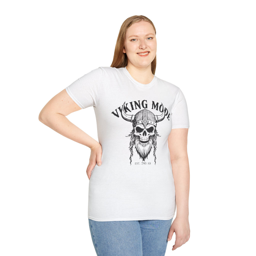 Viking Mode T-Shirt — Skull Horned Helmet Graphic