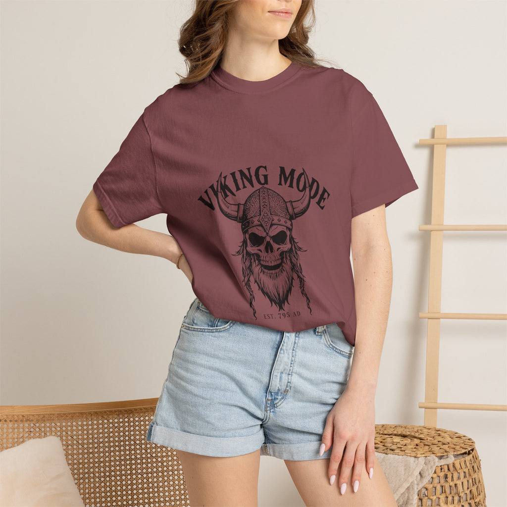 Viking Mode Skull Viking T-shirt | Norse Helmet Skull Graphic Tee