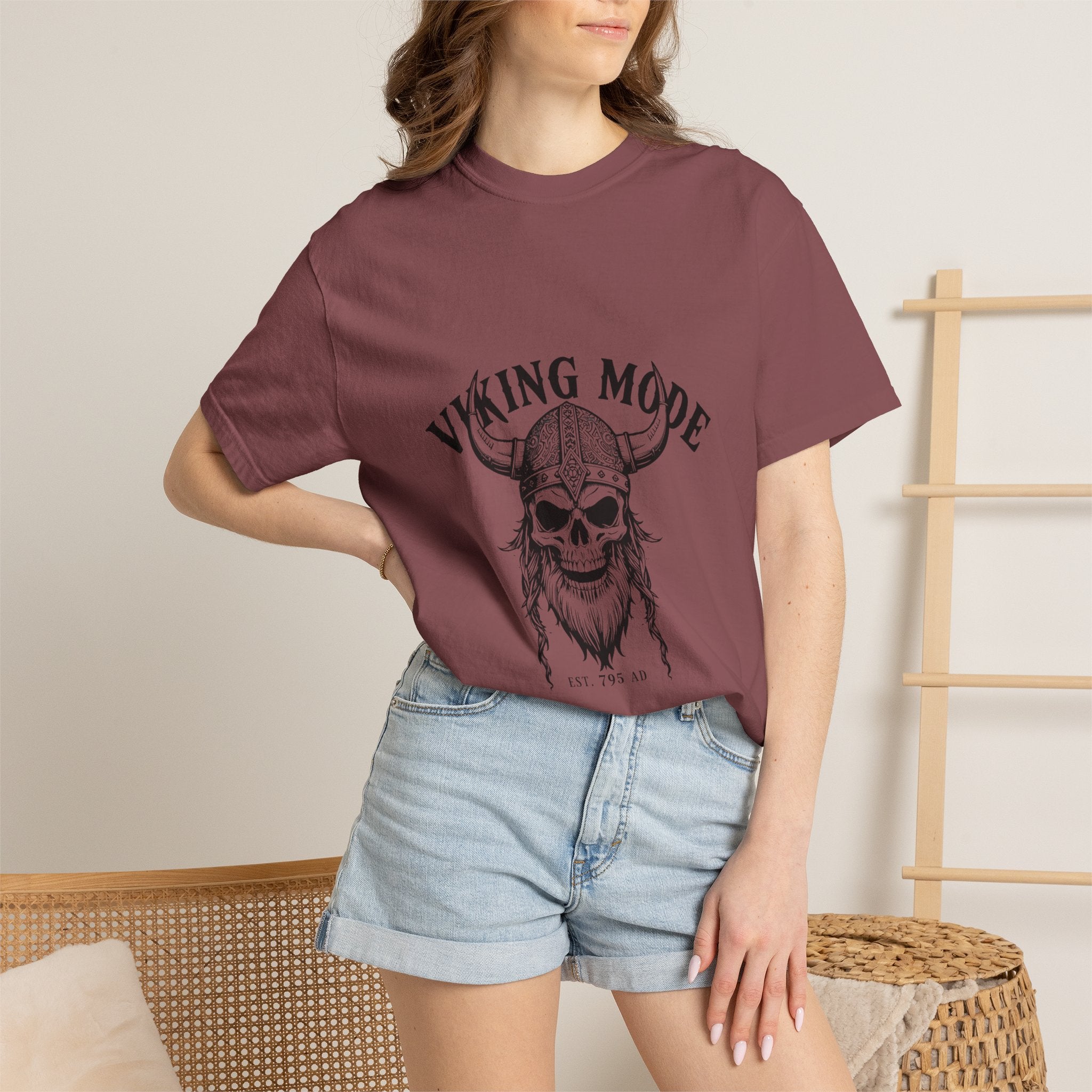 Viking Mode Skull Viking T-shirt | Norse Helmet Skull Graphic Tee