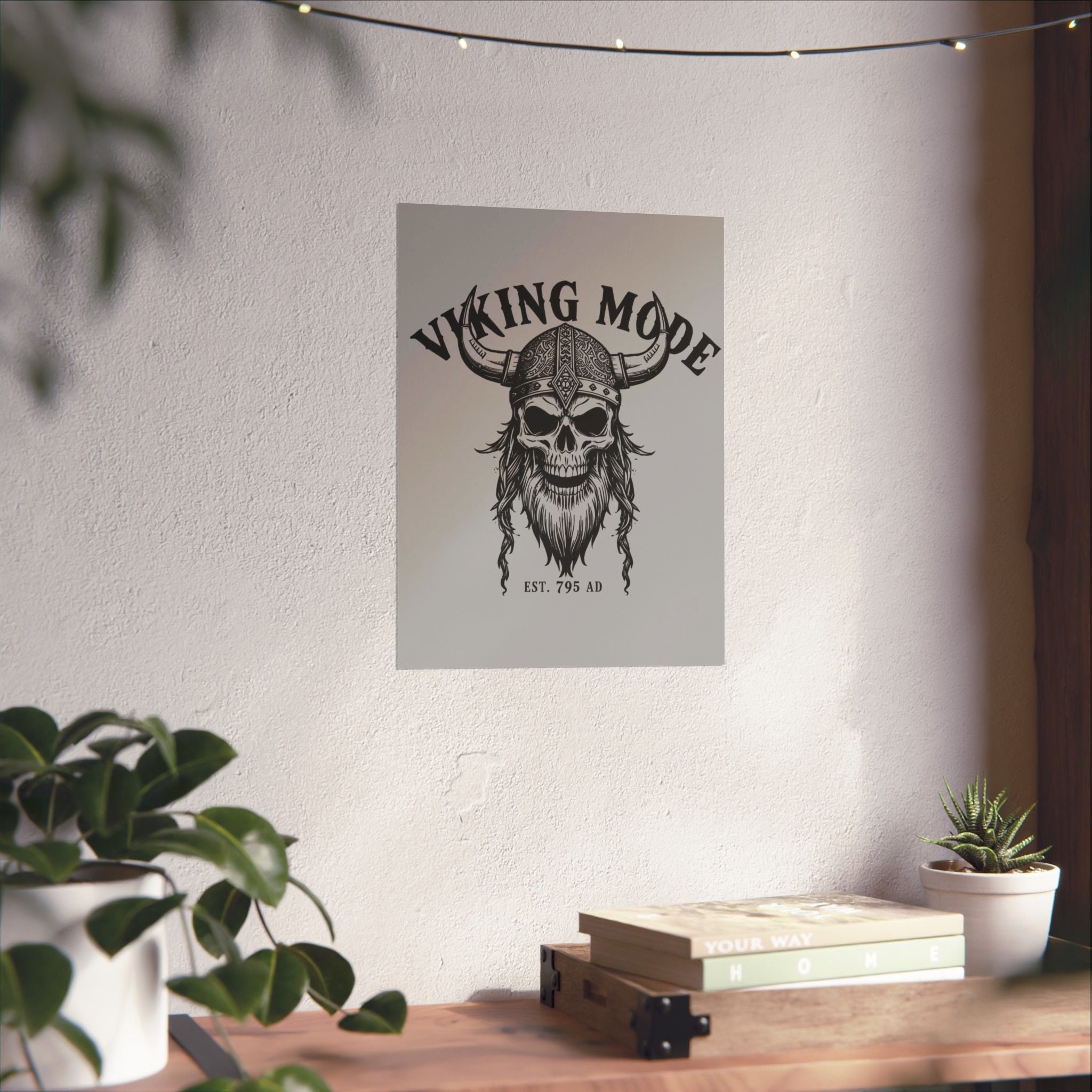 Viking Mode Skull Poster | Matte Vertical Poster