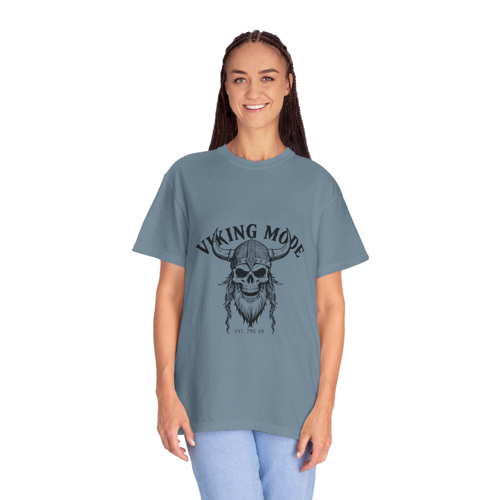 Viking Mode Skull Viking T-shirt | Norse Helmet Skull Graphic Tee
