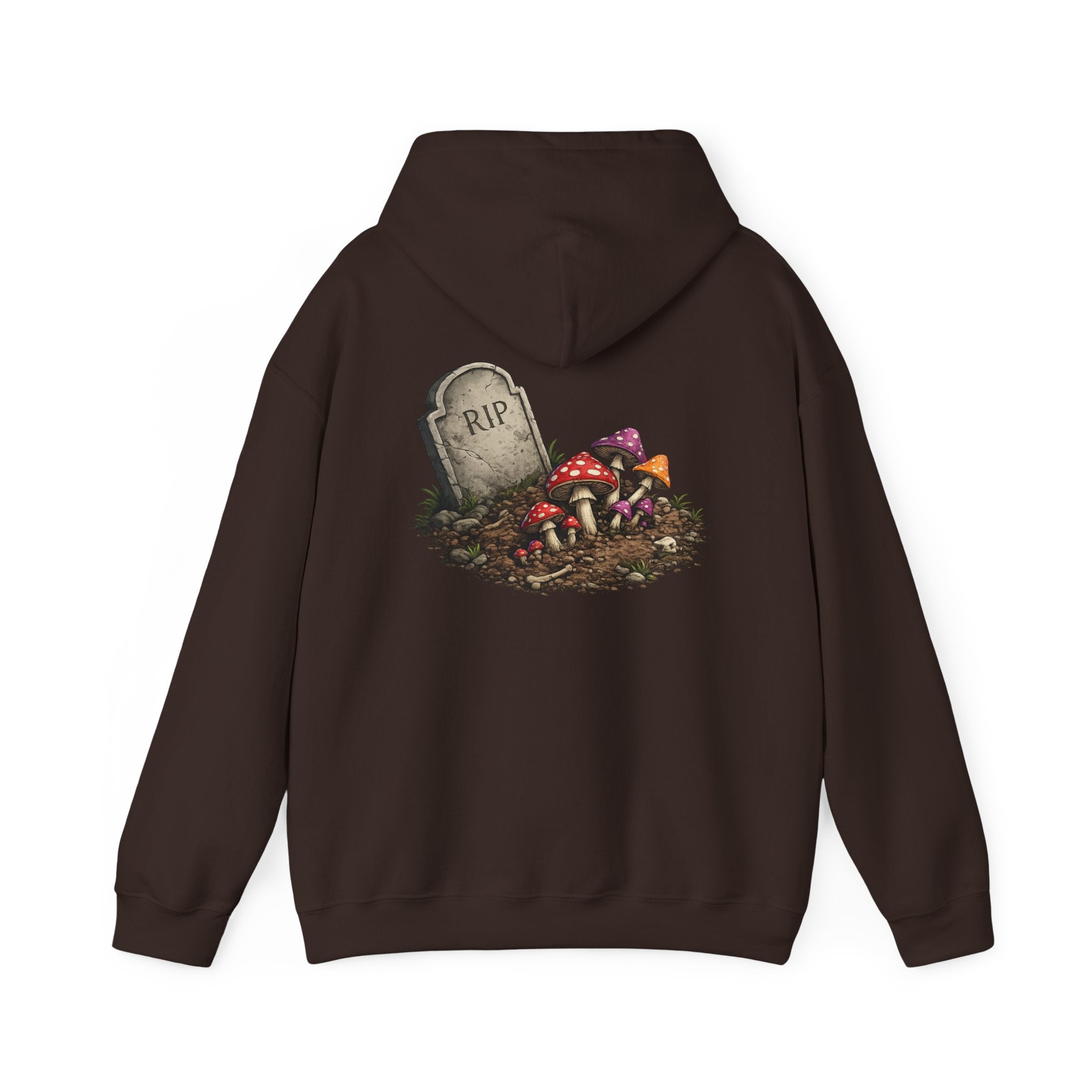 Mushroom Skull Hoodie — Gothic Mushroom Graveyard RIP Pullover