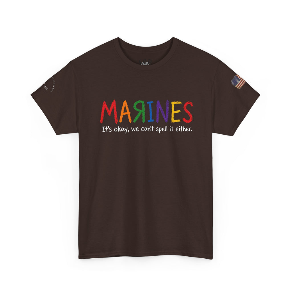 Marines Crayon Tee — “It’s okay, we can’t spell it either” Military Humor T-Shirt