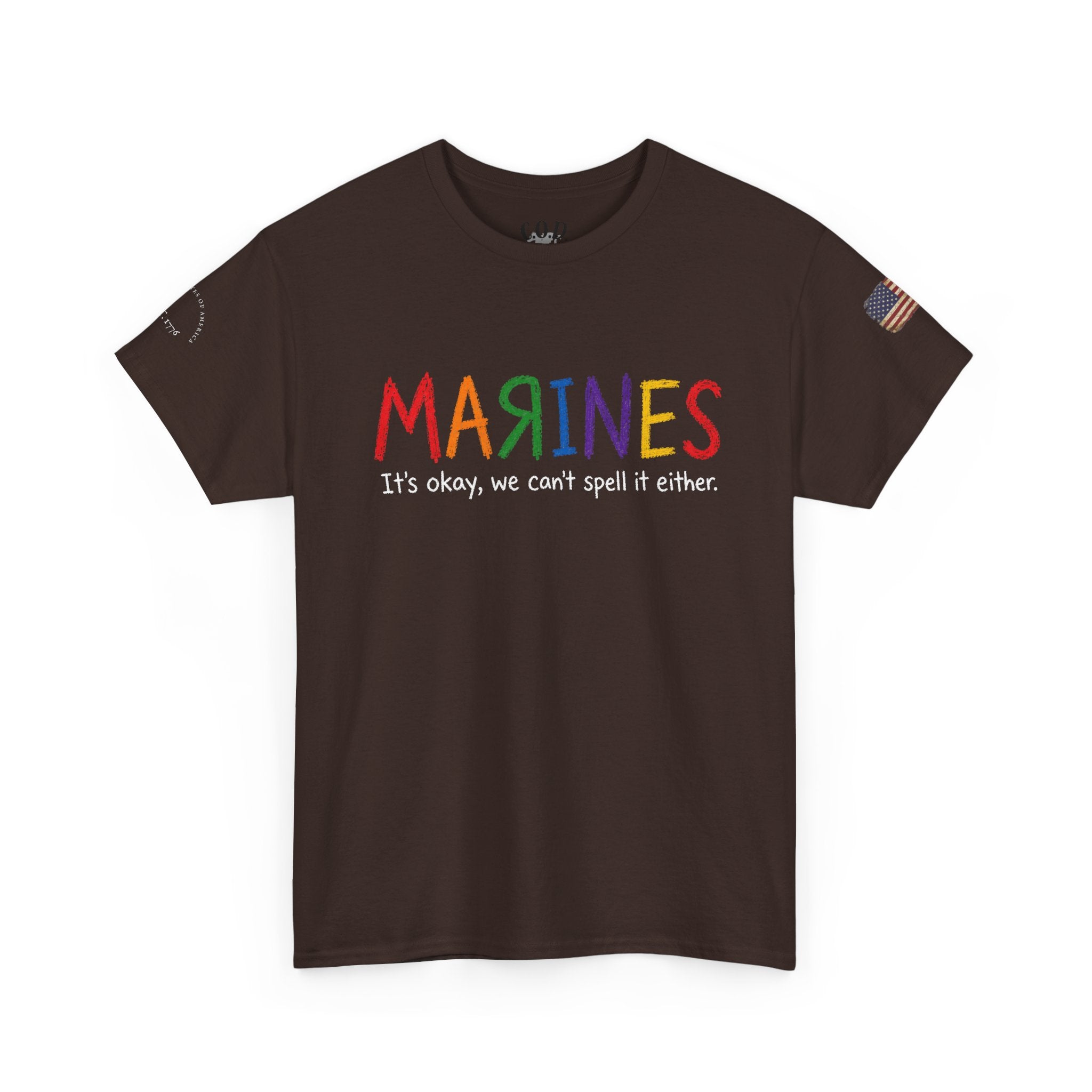 Marines Crayon Tee — “It’s okay, we can’t spell it either” Military Humor T-Shirt