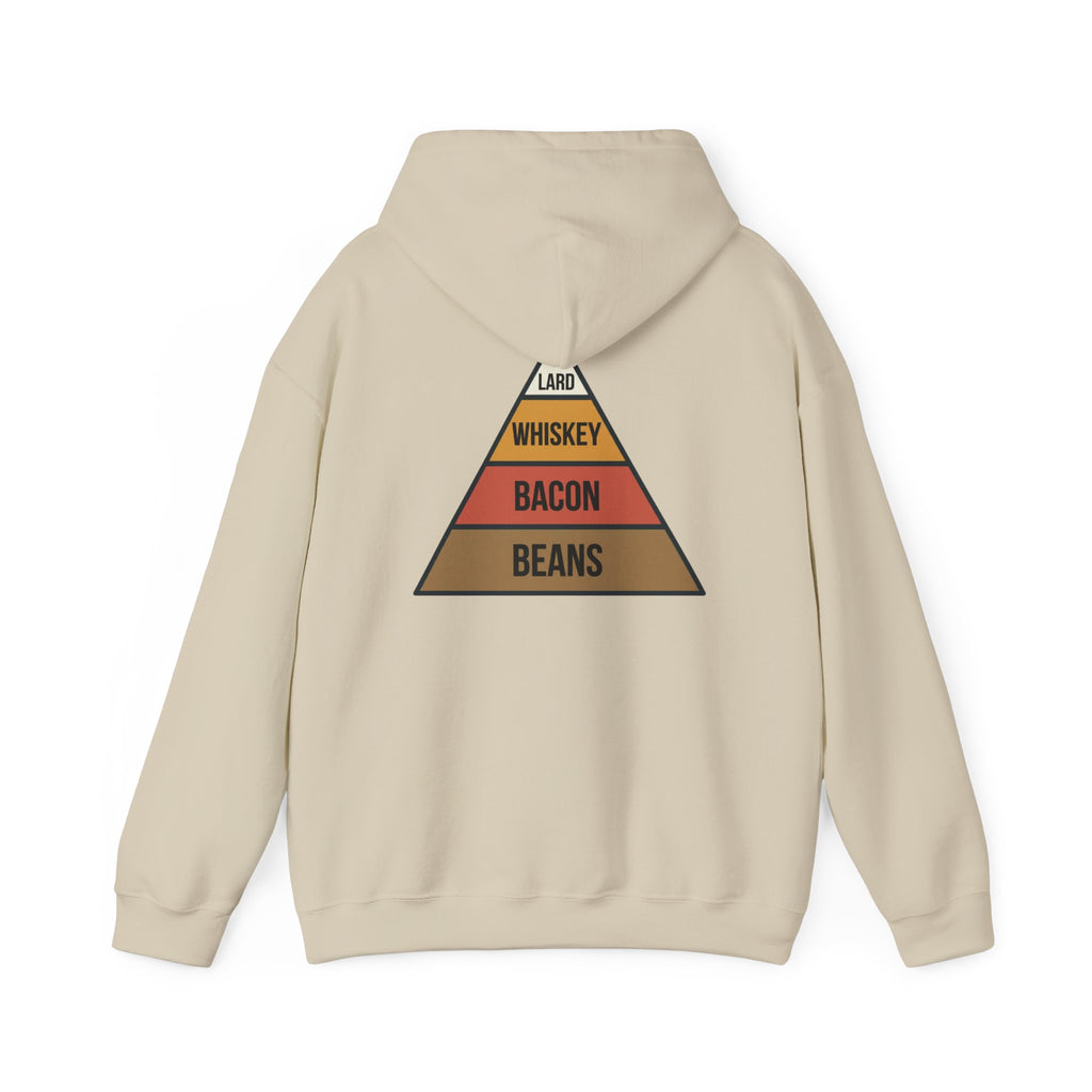 Food Pyramid Design Hoodie | Beans Bacon Whiskey Lard Illustration