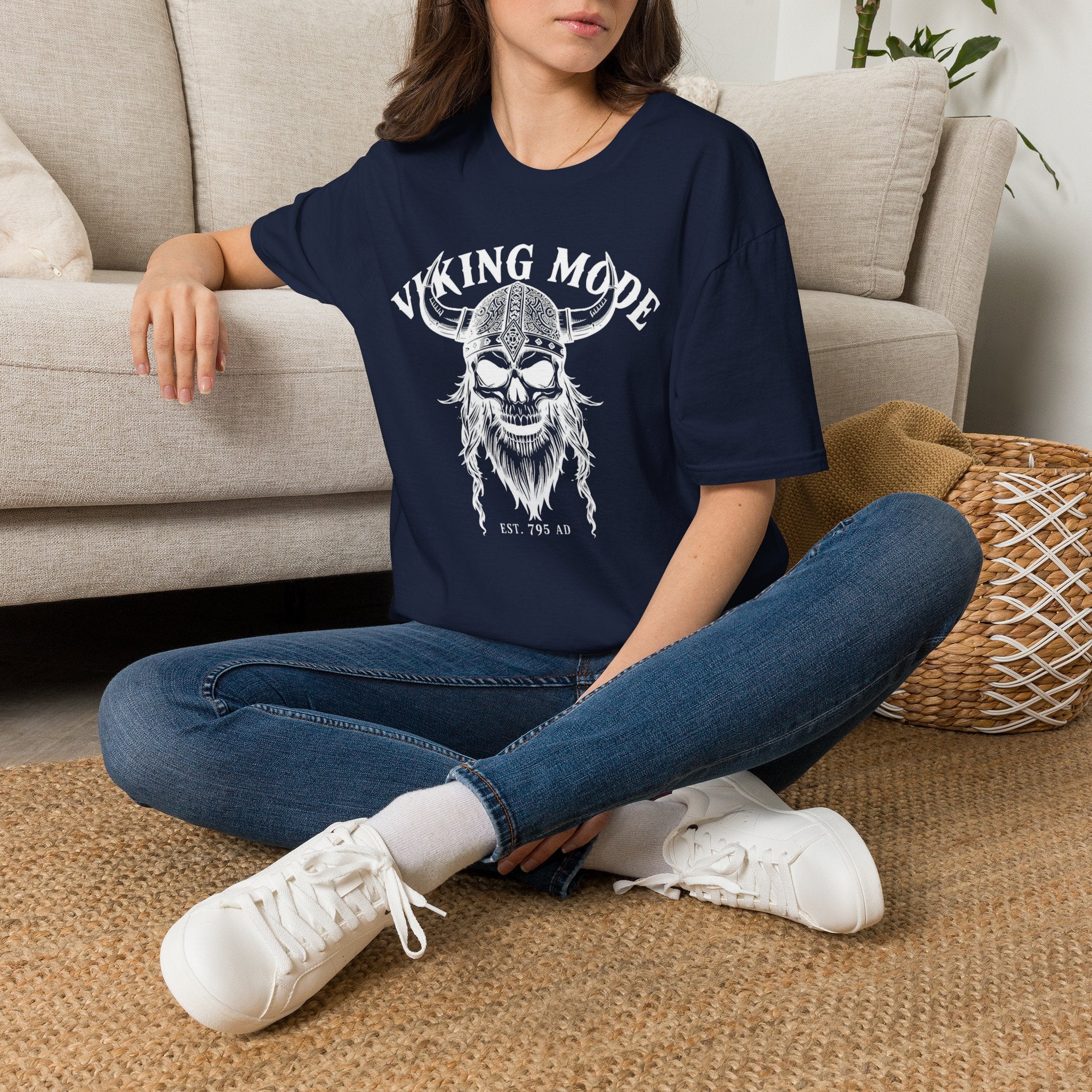 Viking Mode T-Shirt — Skull Horned Helmet Graphic
