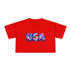 USA Tie-Dye Puff Letter Crop Tee