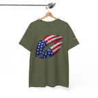 American Flag Kiss T‑Shirt – Patriotic USA Lip Print Tee for 4th of July