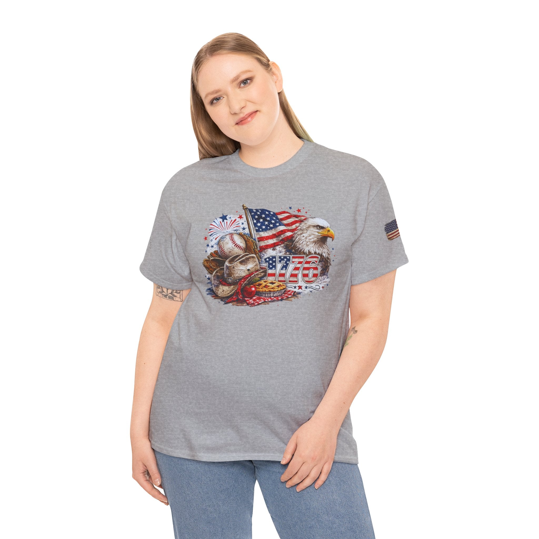 Patriotic Eagle American Flag T-Shirt — USA 1776 Military Tribute Tee