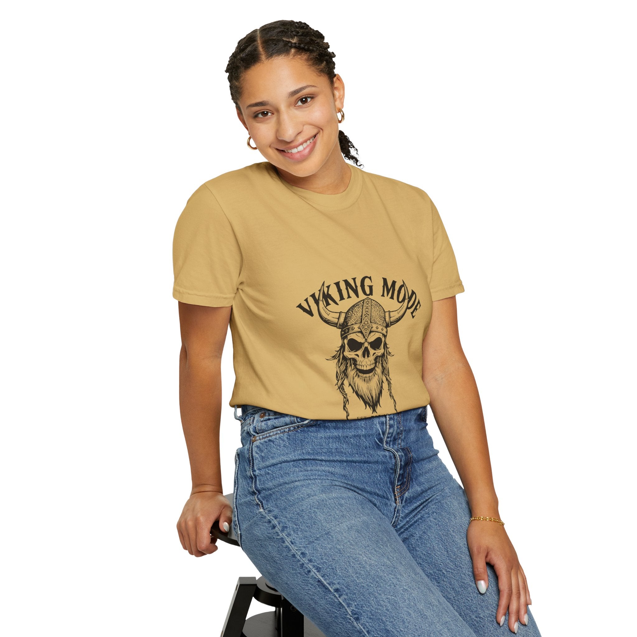 Viking Mode Skull Viking T-shirt | Norse Helmet Skull Graphic Tee