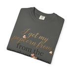 T-Shirt — “I Get My Popcorn From The Apricot Tree” Script Graphic Tee | Hymns | LDS |