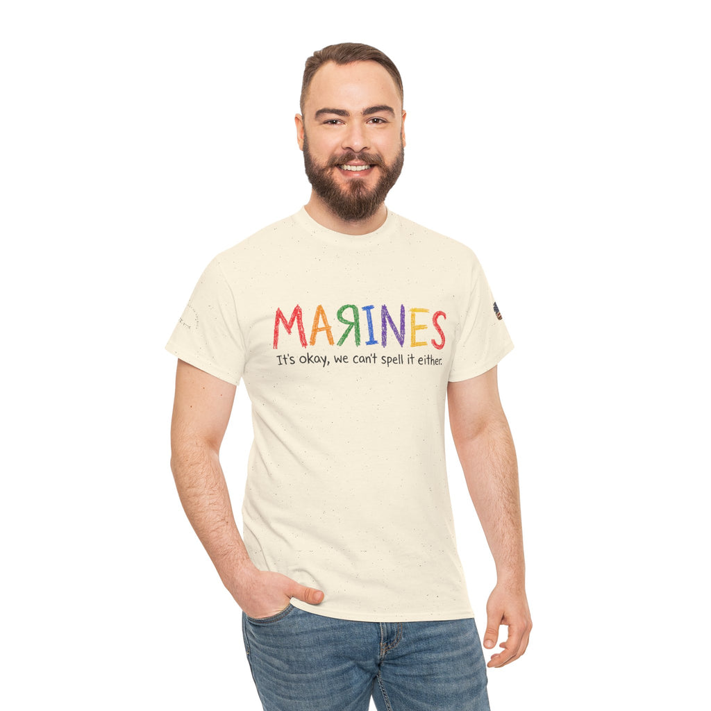 Marines Crayon Tee — “It’s okay, we can’t spell it either” Military Humor T-Shirt
