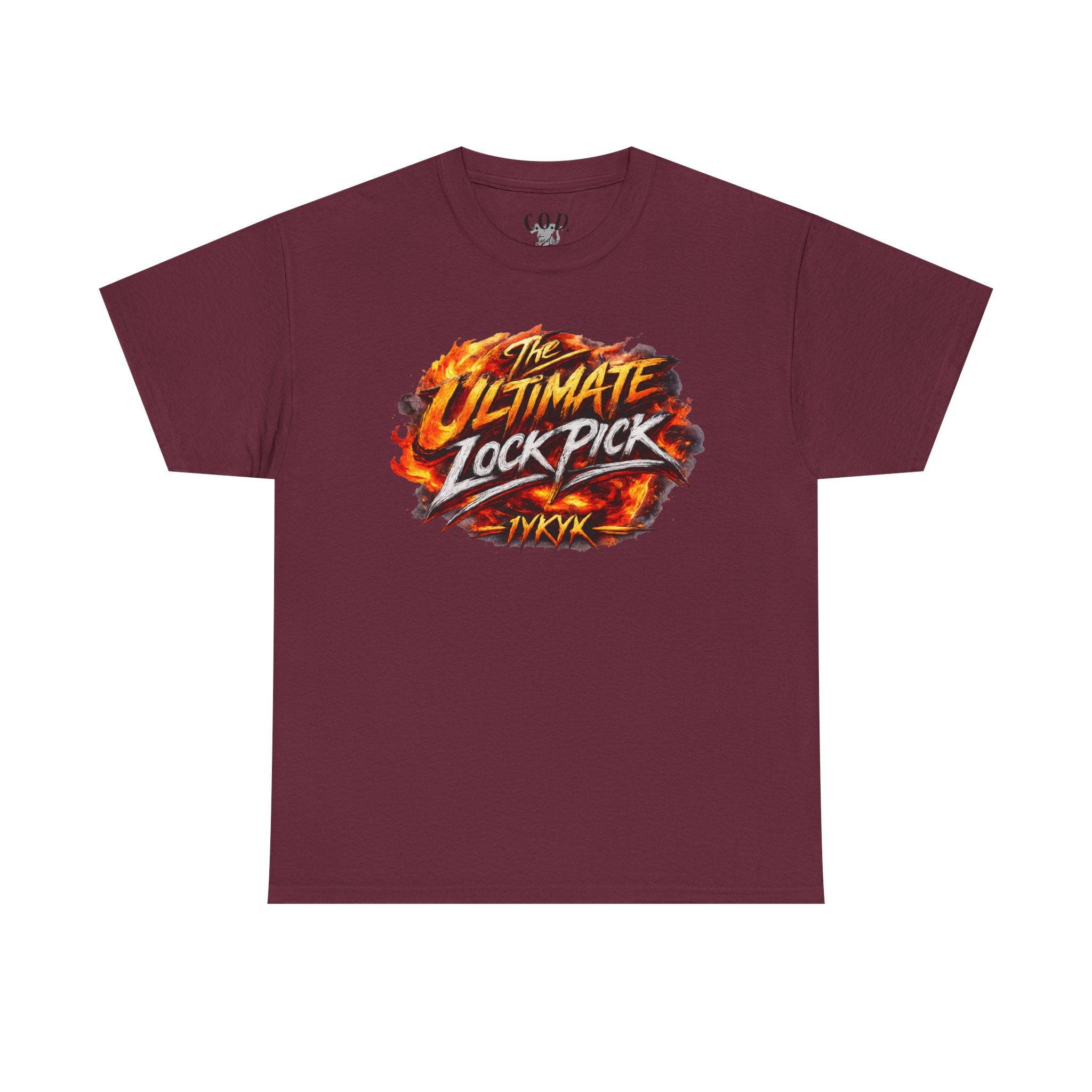 T-Shirt — "Ultimate Lock Pick" Fiery Logo Graphic Tee