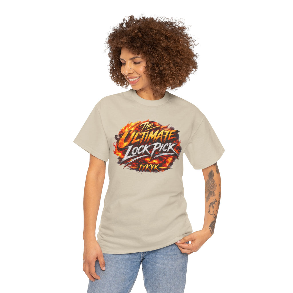 T-Shirt — "Ultimate Lock Pick" Fiery Logo Graphic Tee