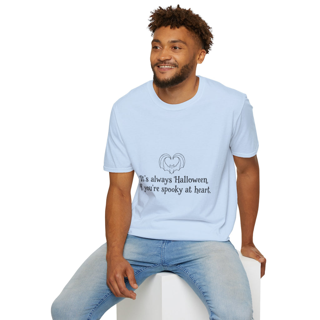 Halloween Bat Heart T-Shirt — "It's Always Halloween If You're Spooky at Heart"