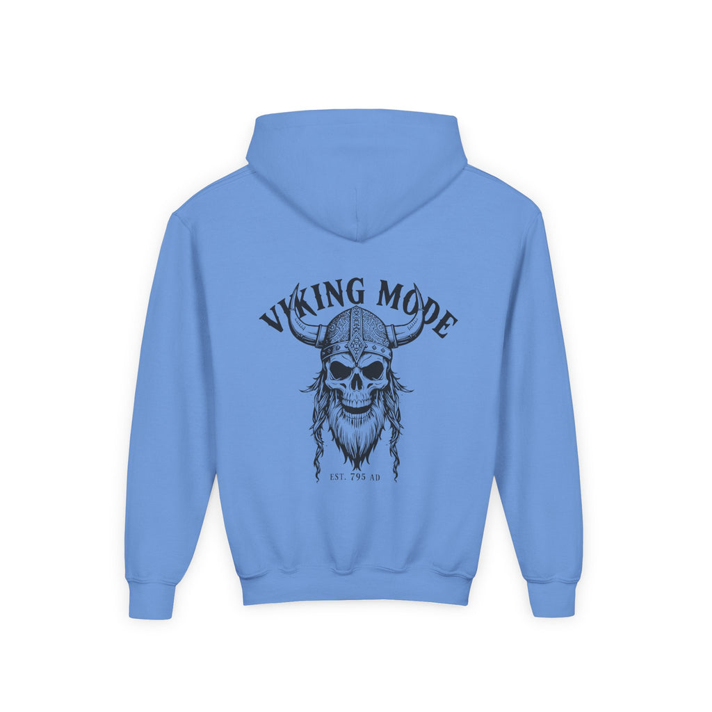 Viking Mode Skull with Horned Helmet Hoodie | Youth Hoodie