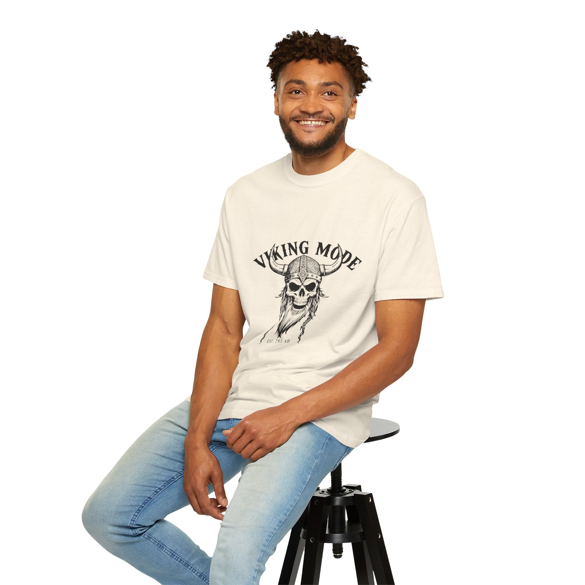 Viking Mode Skull Viking T-shirt | Norse Helmet Skull Graphic Tee