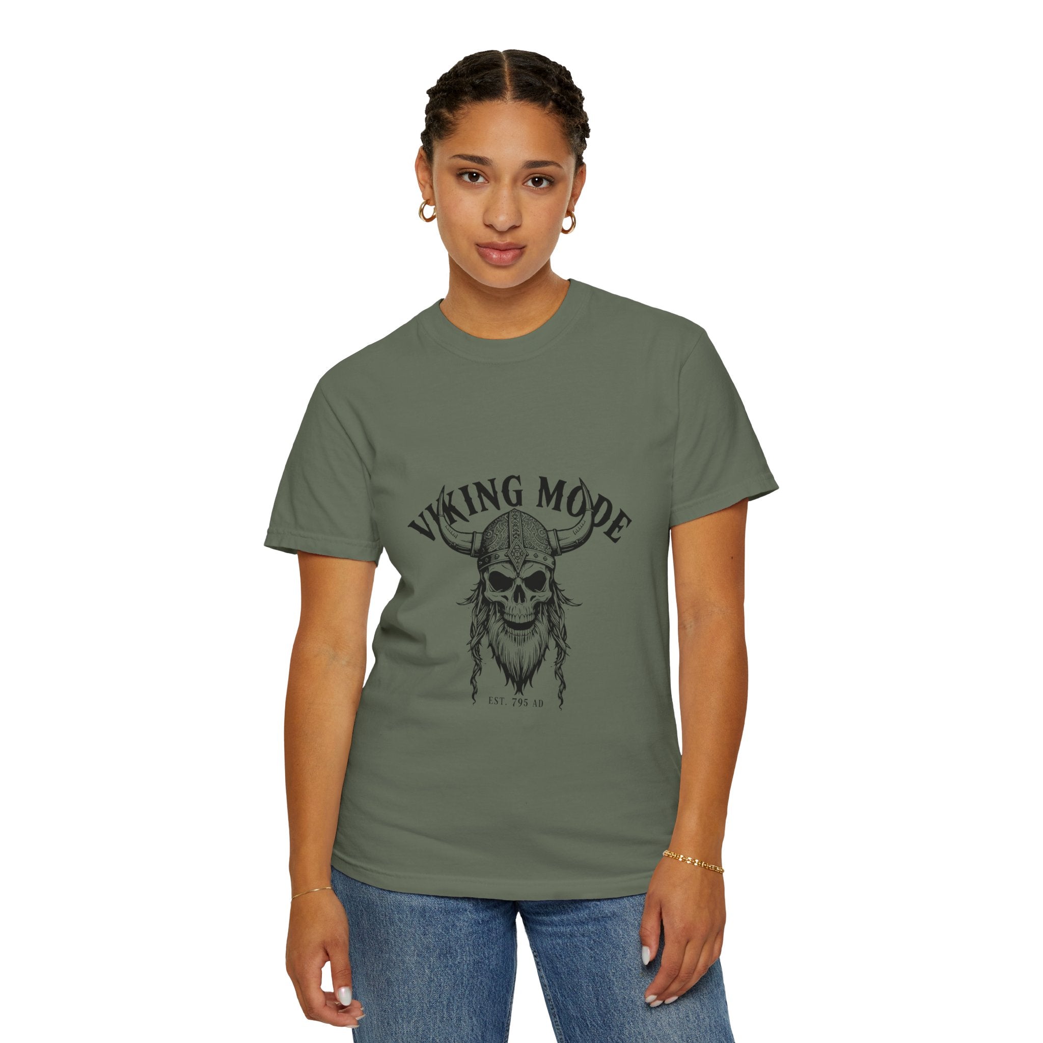 Viking Mode Skull Viking T-shirt | Norse Helmet Skull Graphic Tee