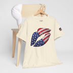 American Flag Kiss T‑Shirt – Patriotic USA Lip Print Tee for 4th of July
