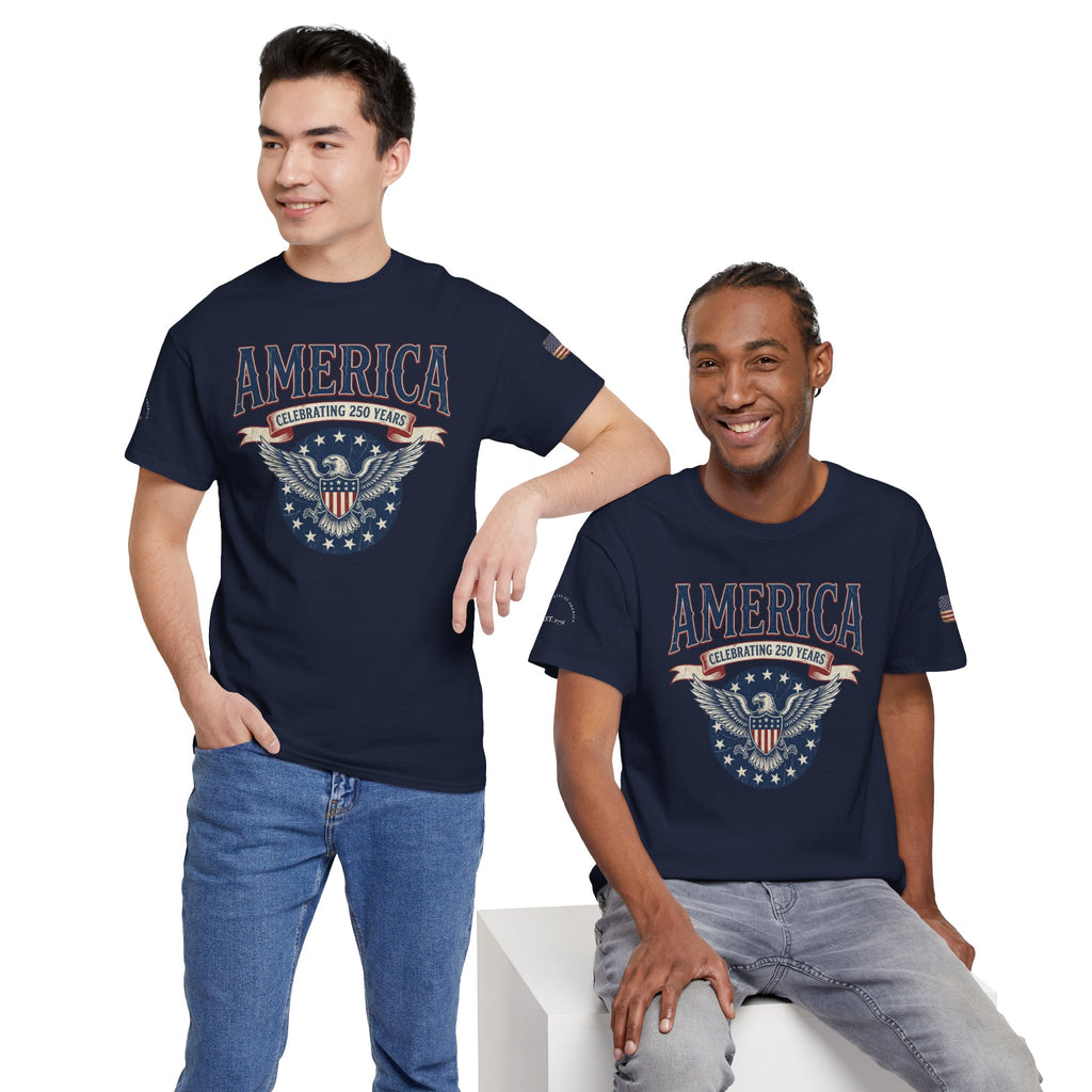 America Patriotic T‑Shirt – "America Celebrating 250 Years" Eagle Emblem