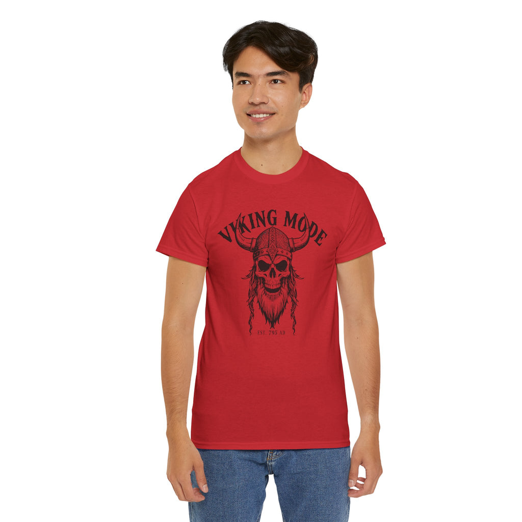 Viking Mode Skull Viking T-shirt | Norse Helmet Skull Graphic Tee