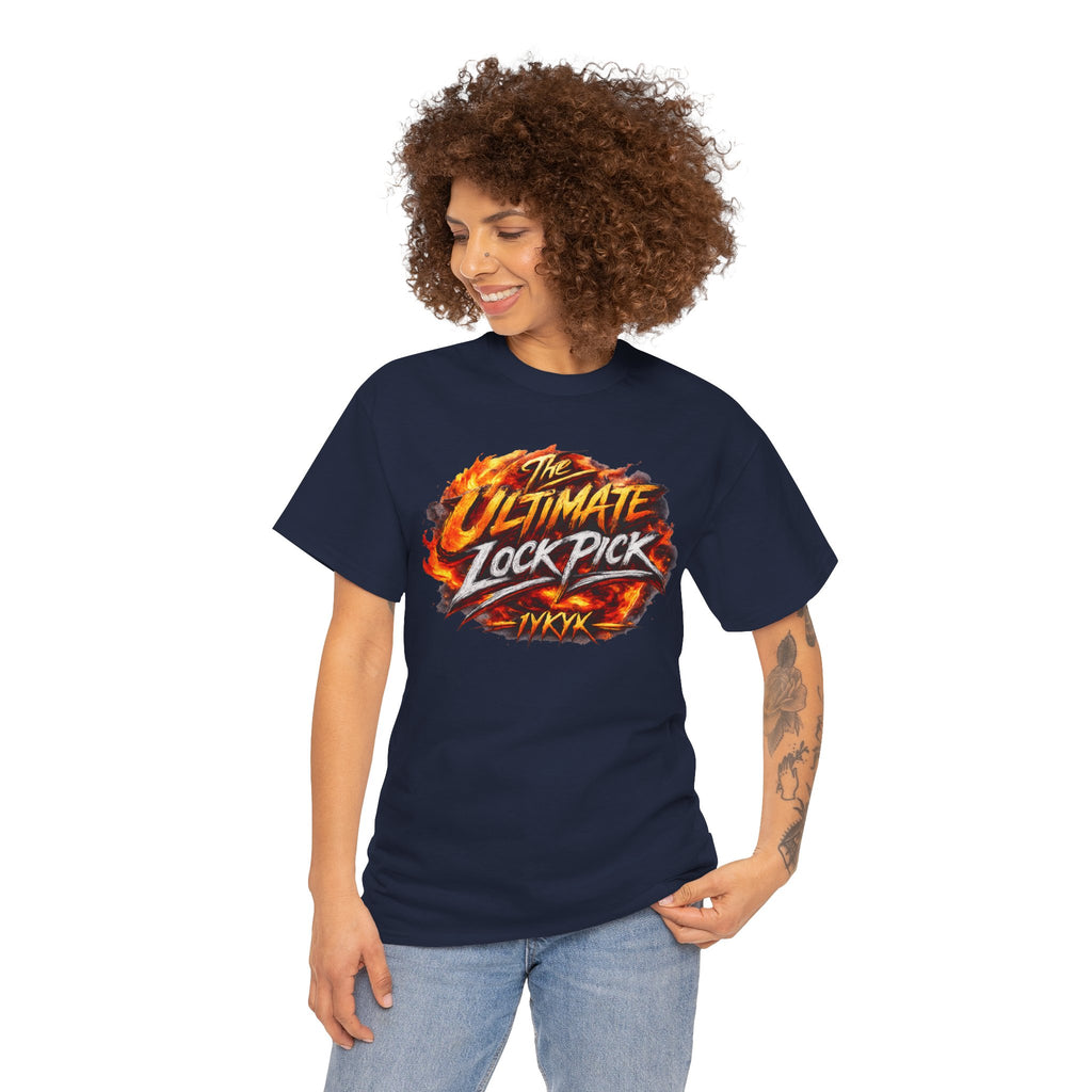 T-Shirt — "Ultimate Lock Pick" Fiery Logo Graphic Tee