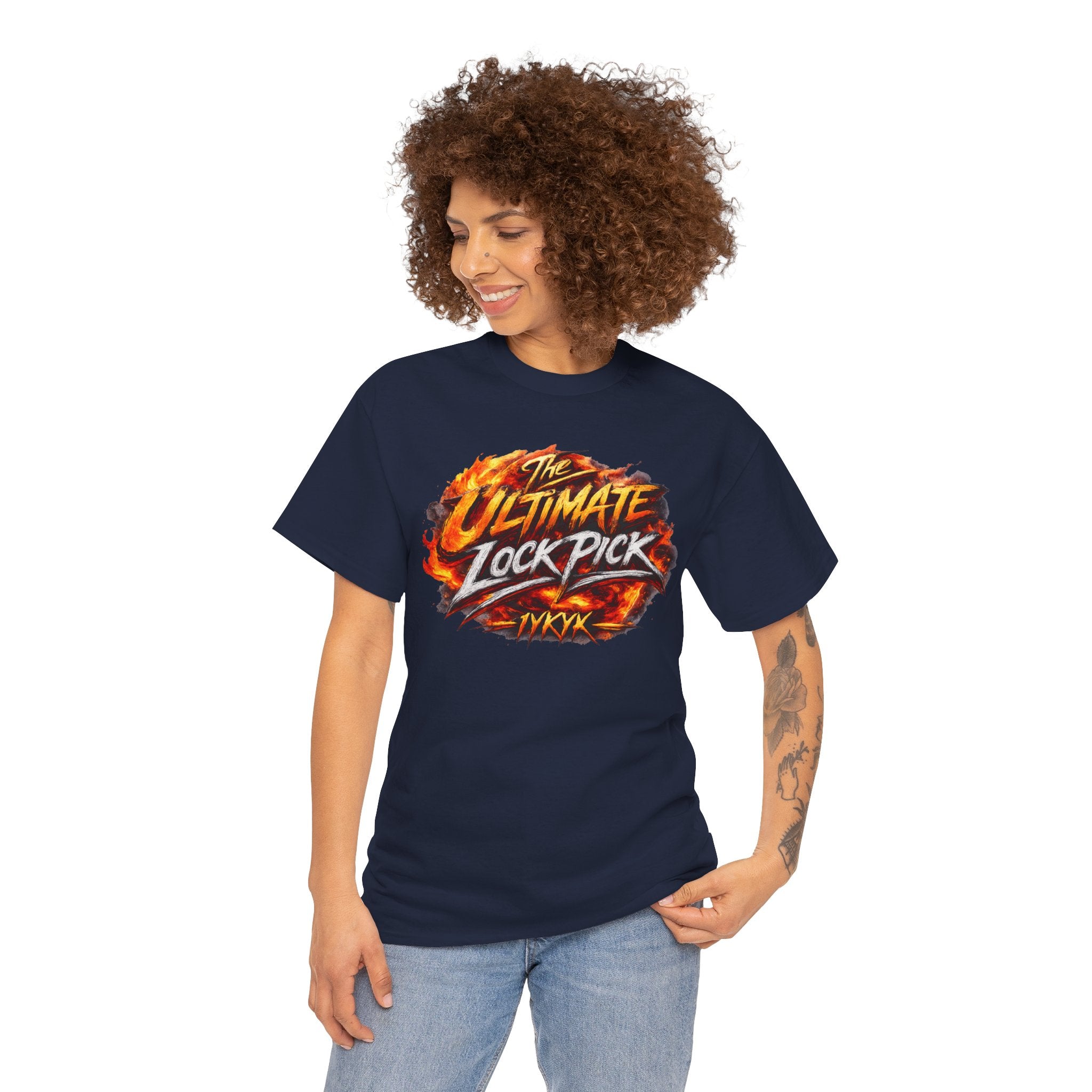 T-Shirt — "Ultimate Lock Pick" Fiery Logo Graphic Tee