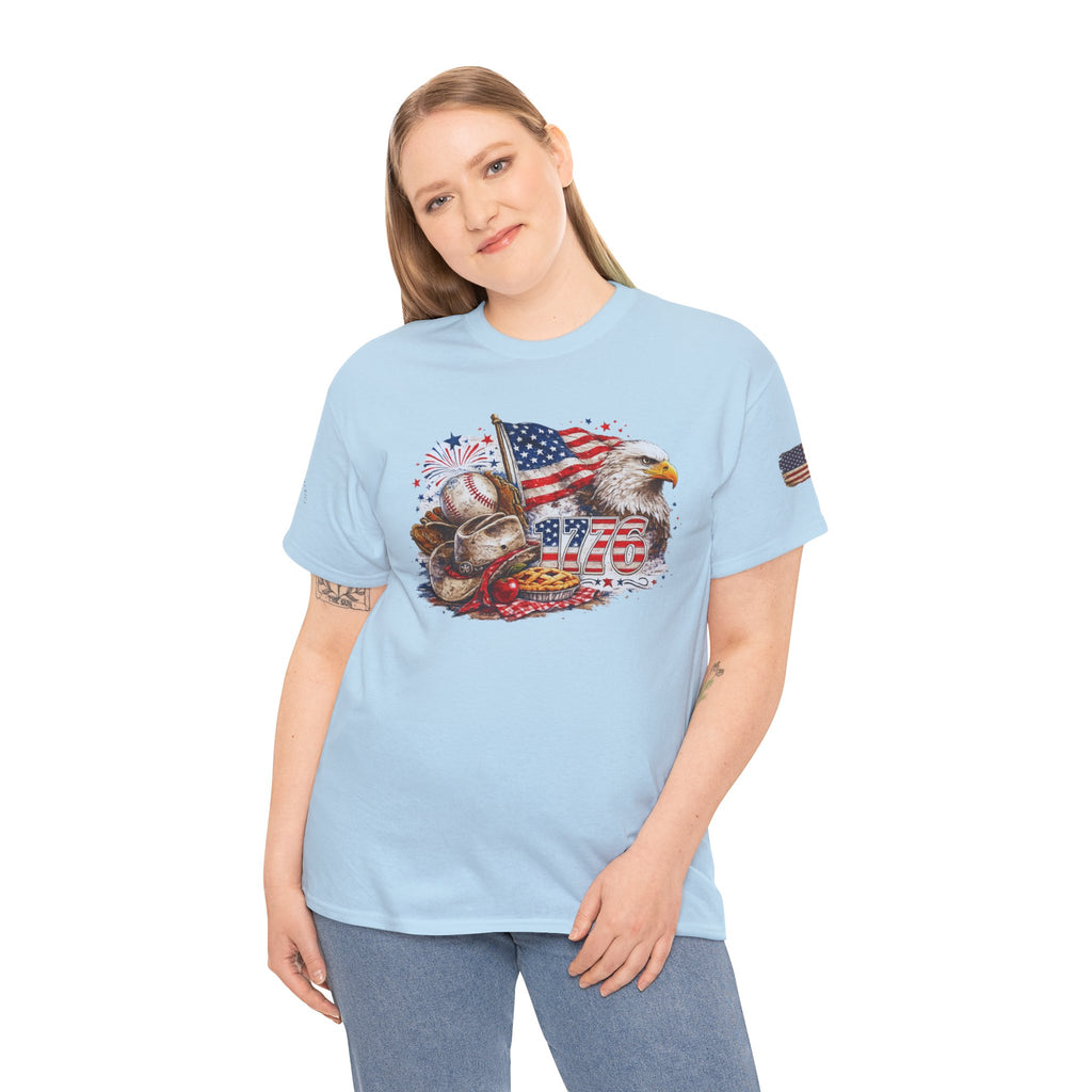 Patriotic Eagle American Flag T-Shirt — USA 1776 Military Tribute Tee