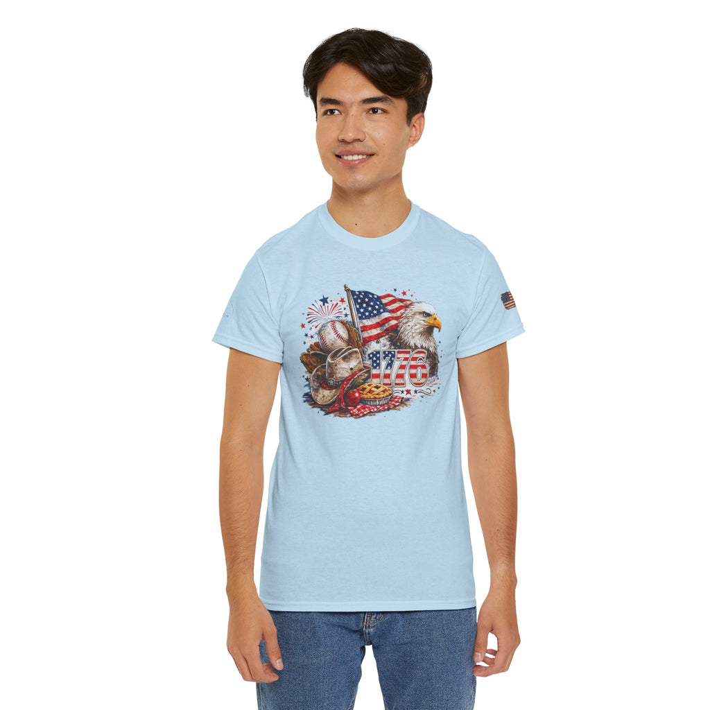 Patriotic Eagle American Flag T-Shirt — USA 1776 Military Tribute Tee