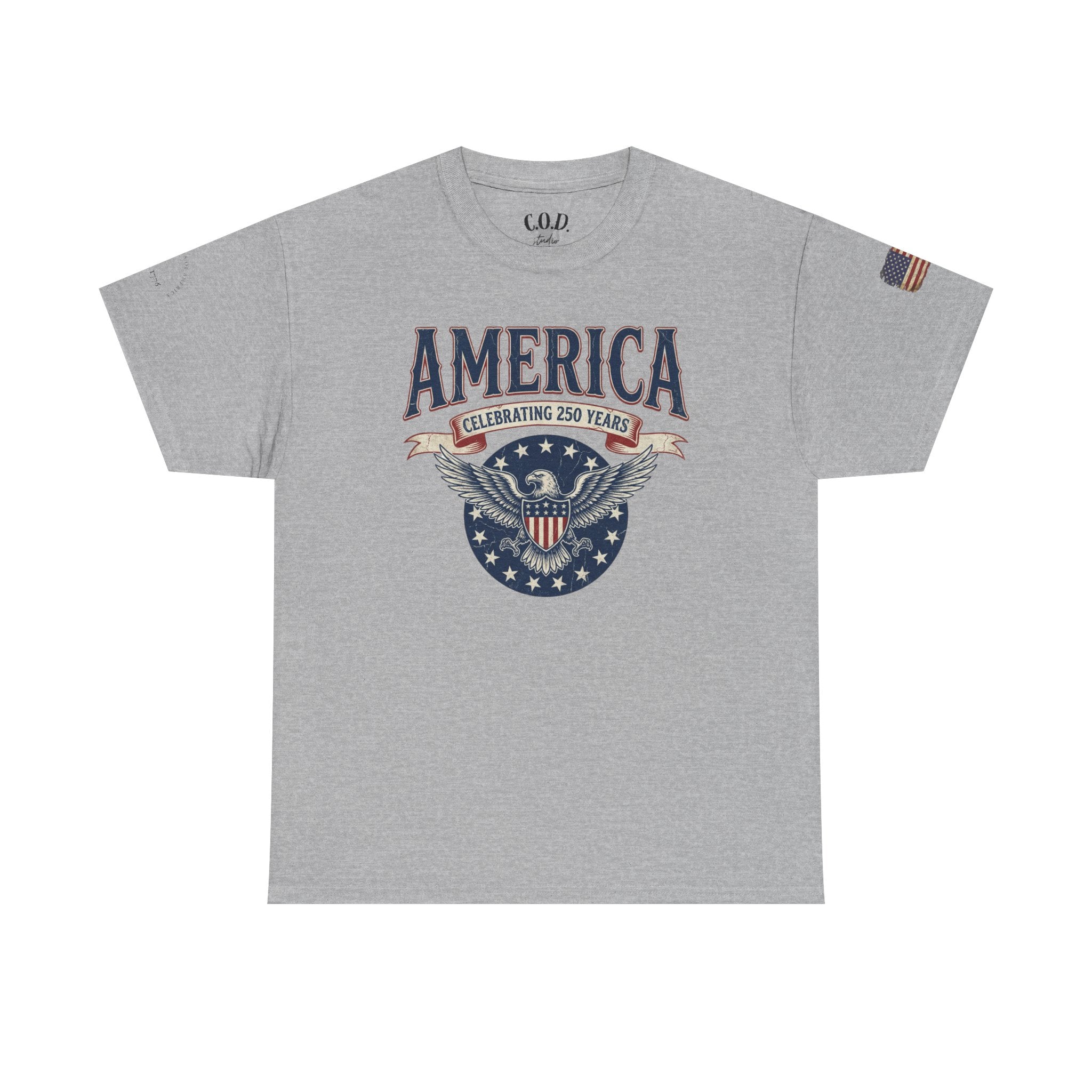 America Patriotic T‑Shirt – "America Celebrating 250 Years" Eagle Emblem