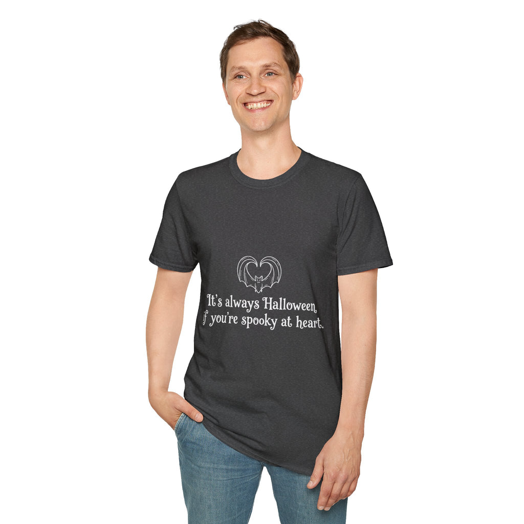 Halloween Bat Heart T-Shirt — "It's Always Halloween If You're Spooky at Heart"