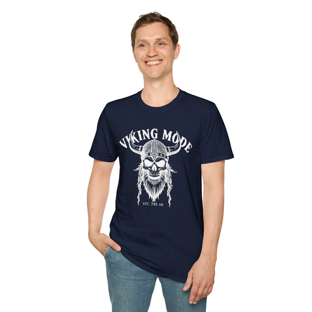 Viking Mode T-Shirt — Skull Horned Helmet Graphic