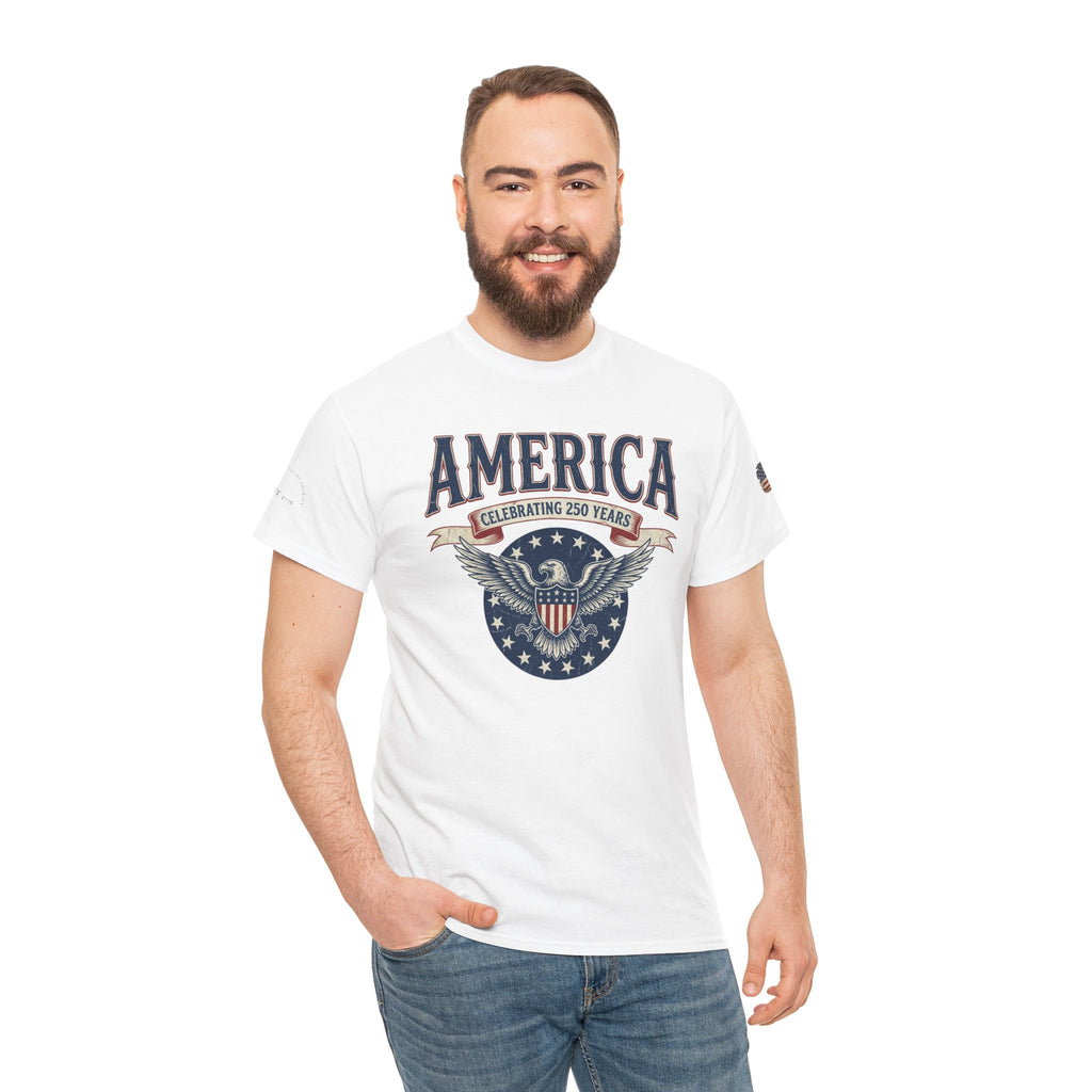 America Patriotic T‑Shirt – "America Celebrating 250 Years" Eagle Emblem
