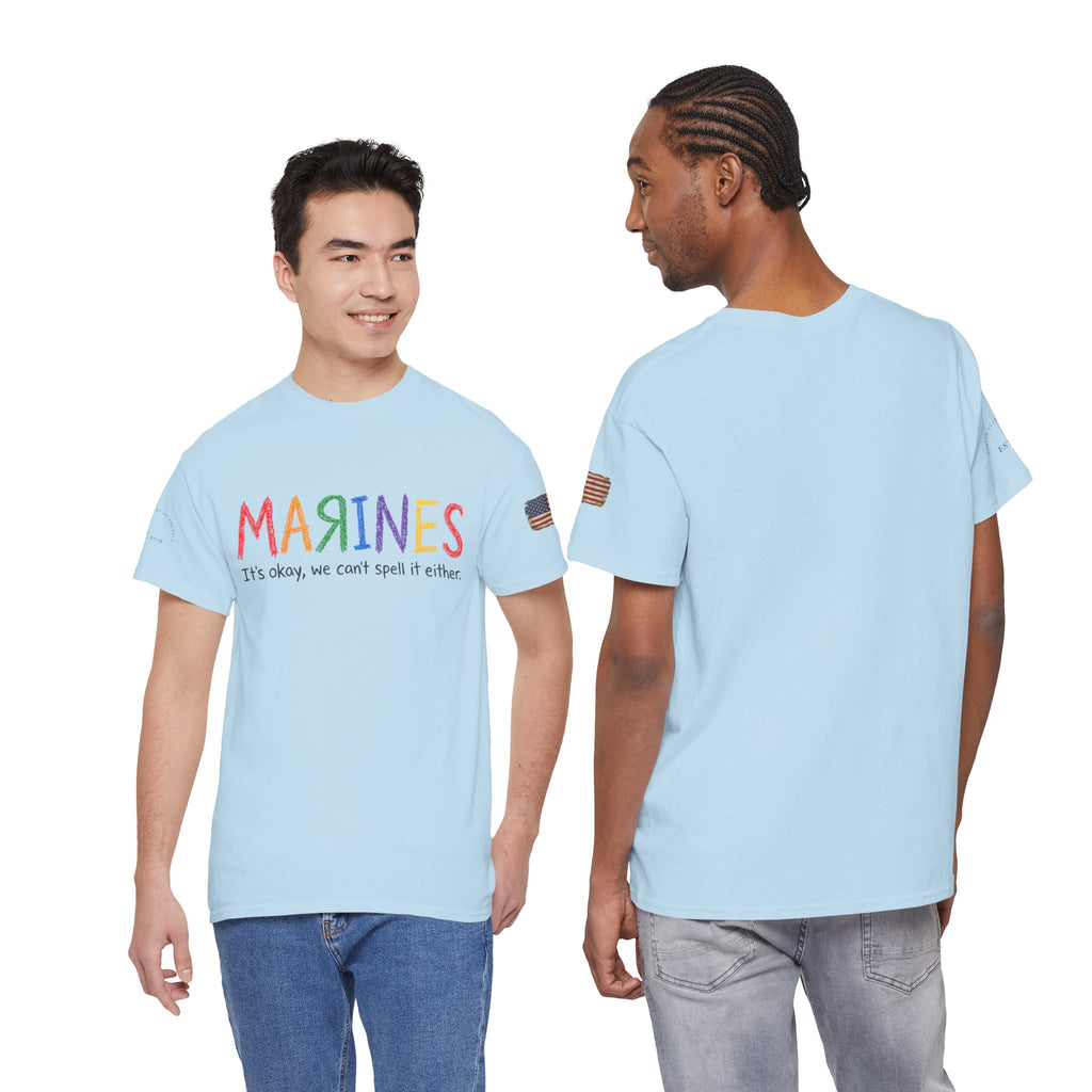 Marines Crayon Tee — “It’s okay, we can’t spell it either” Military Humor T-Shirt