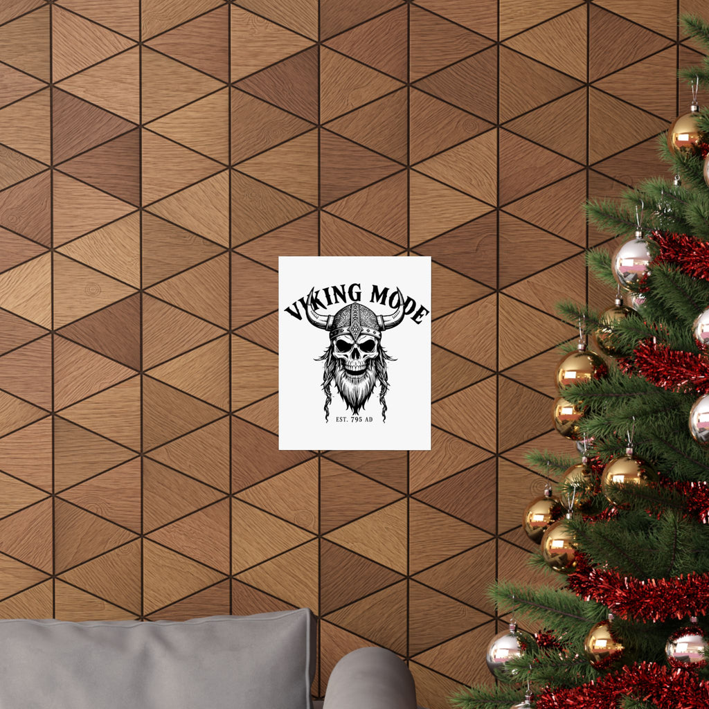 Viking Mode Skull Poster | Matte Vertical Poster