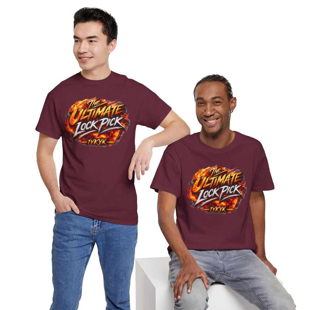 T-Shirt — "Ultimate Lock Pick" Fiery Logo Graphic Tee