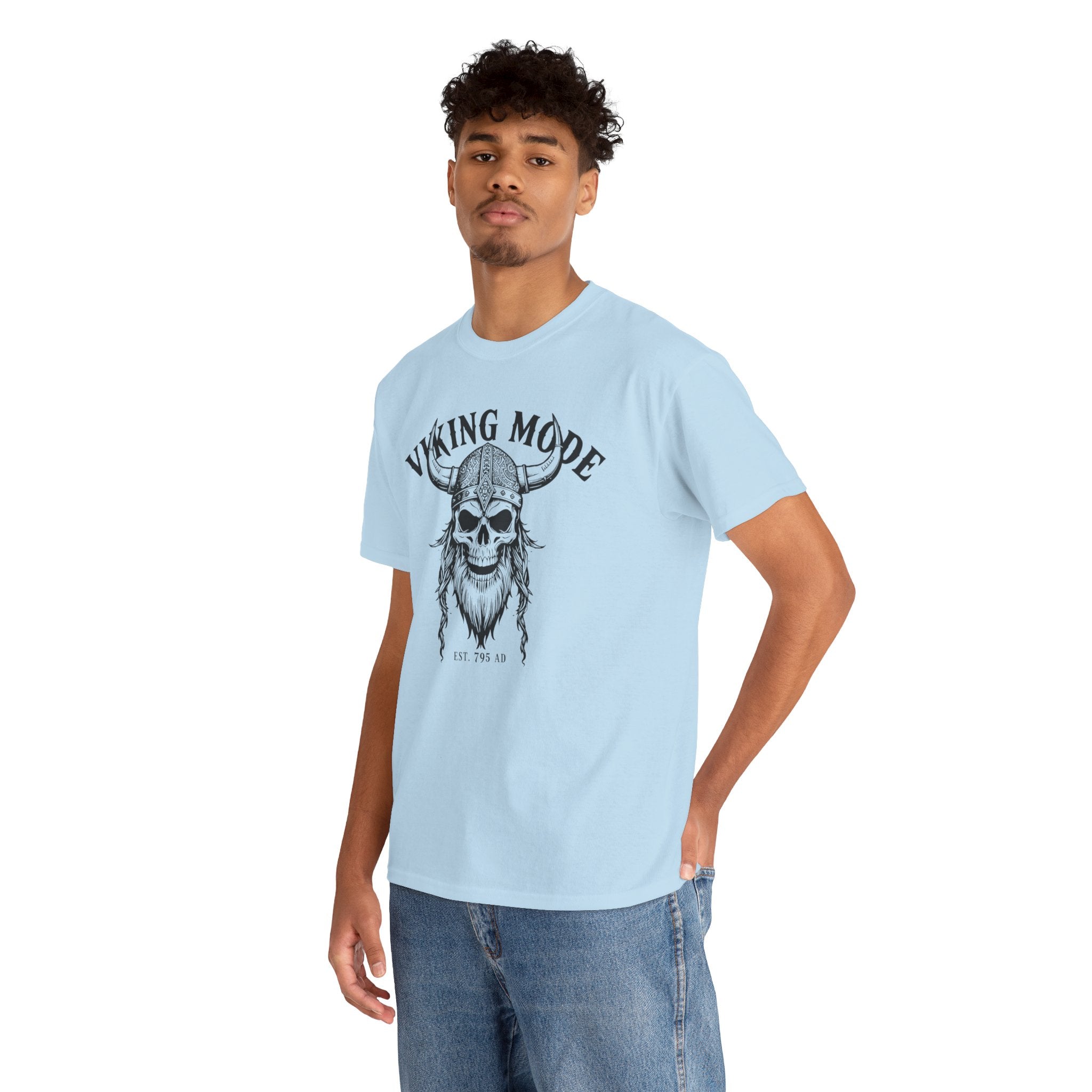 Viking Mode Skull Viking T-shirt | Norse Helmet Skull Graphic Tee