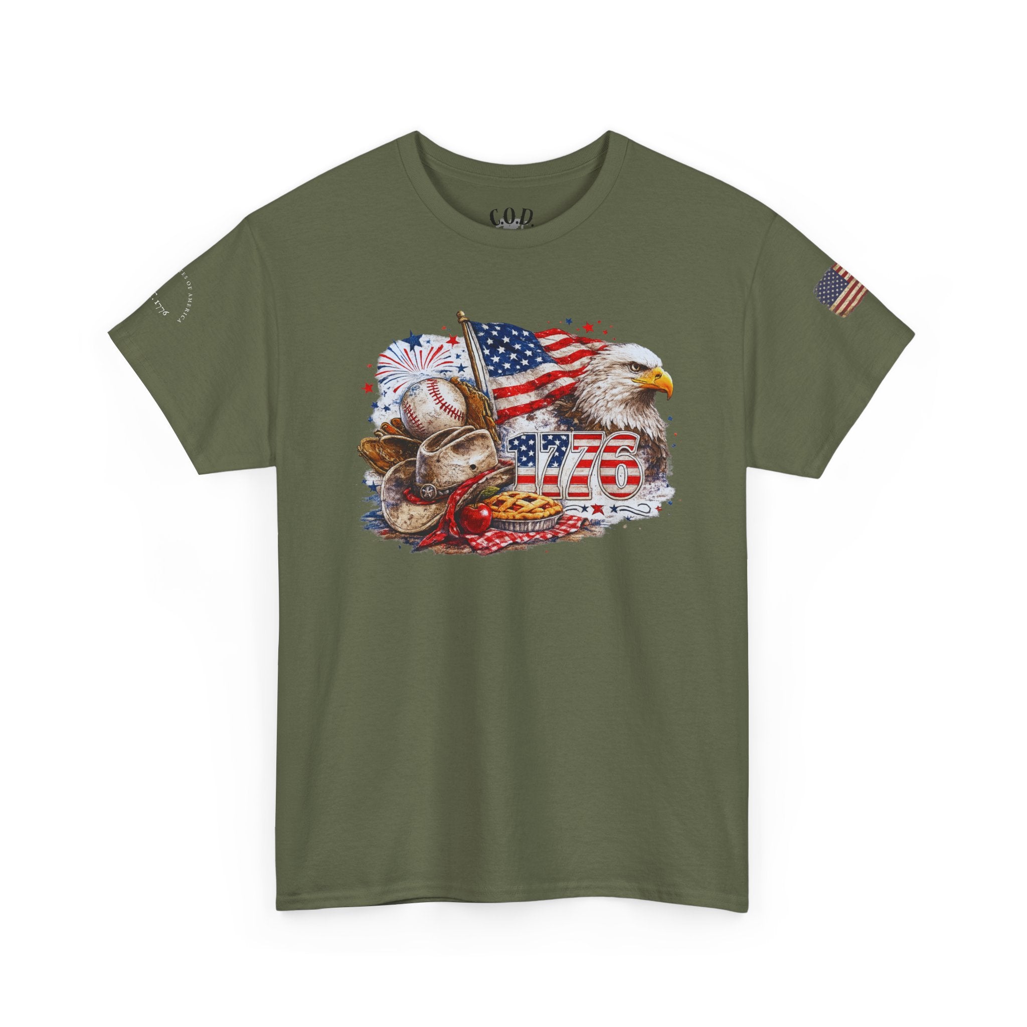 Patriotic Eagle American Flag T-Shirt — USA 1776 Military Tribute Tee