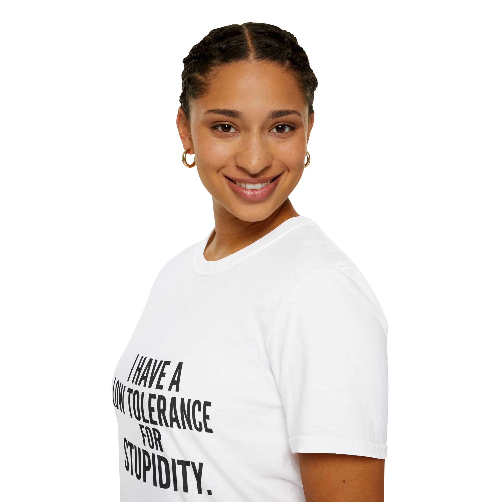 Graphic T-Shirt — "I Have a Low Tolerance for Stupidity" Bold Statement Tee