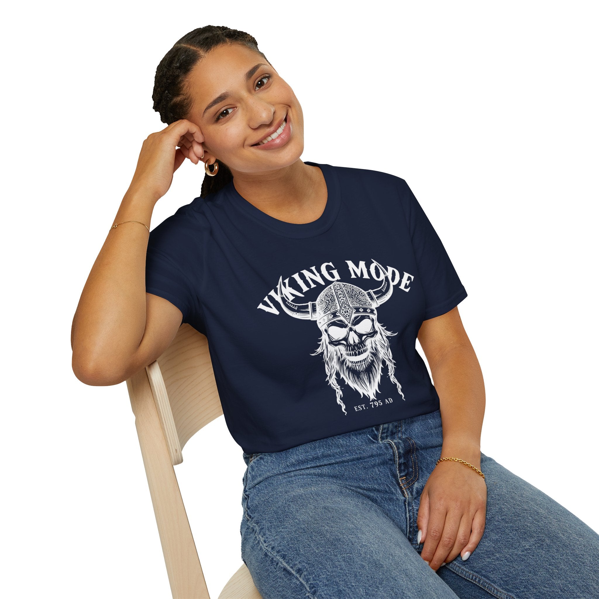 Viking Mode T-Shirt — Skull Horned Helmet Graphic