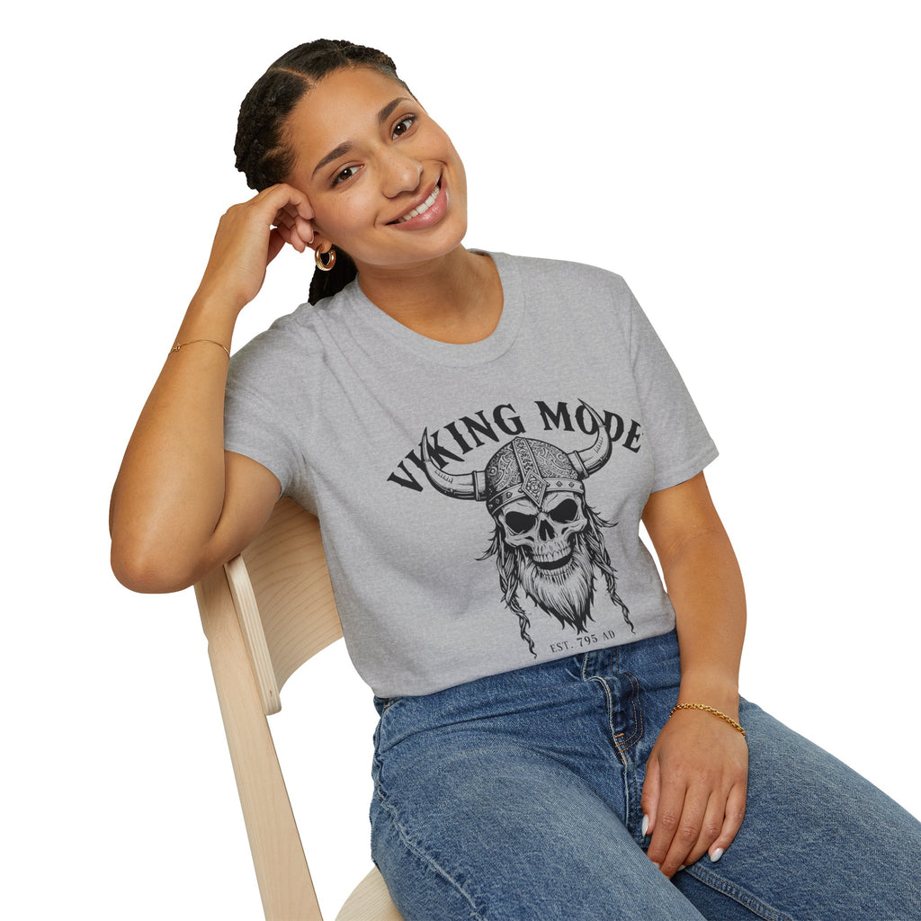 Viking Mode T-Shirt — Skull Horned Helmet Graphic