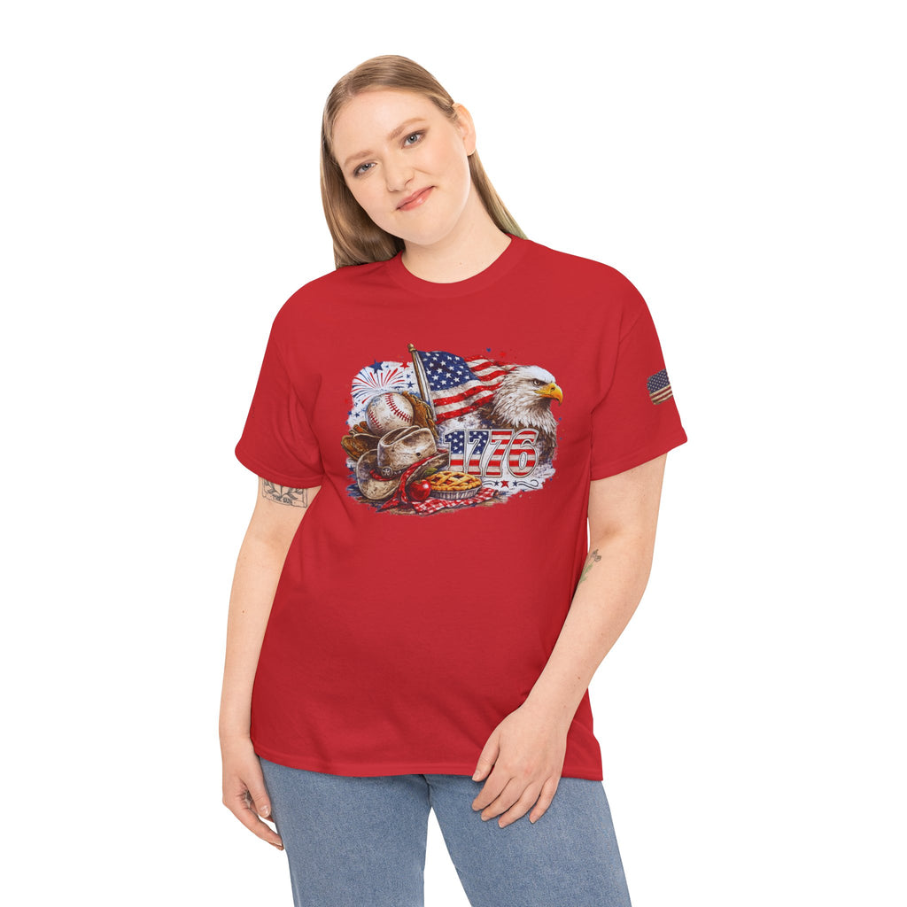 Patriotic Eagle American Flag T-Shirt — USA 1776 Military Tribute Tee