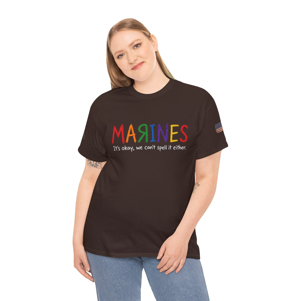 Marines Crayon Tee — “It’s okay, we can’t spell it either” Military Humor T-Shirt