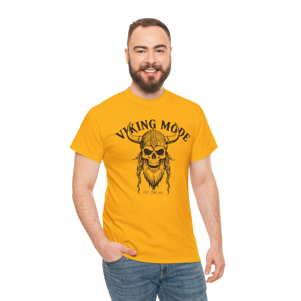 Viking Mode Skull Viking T-shirt | Norse Helmet Skull Graphic Tee