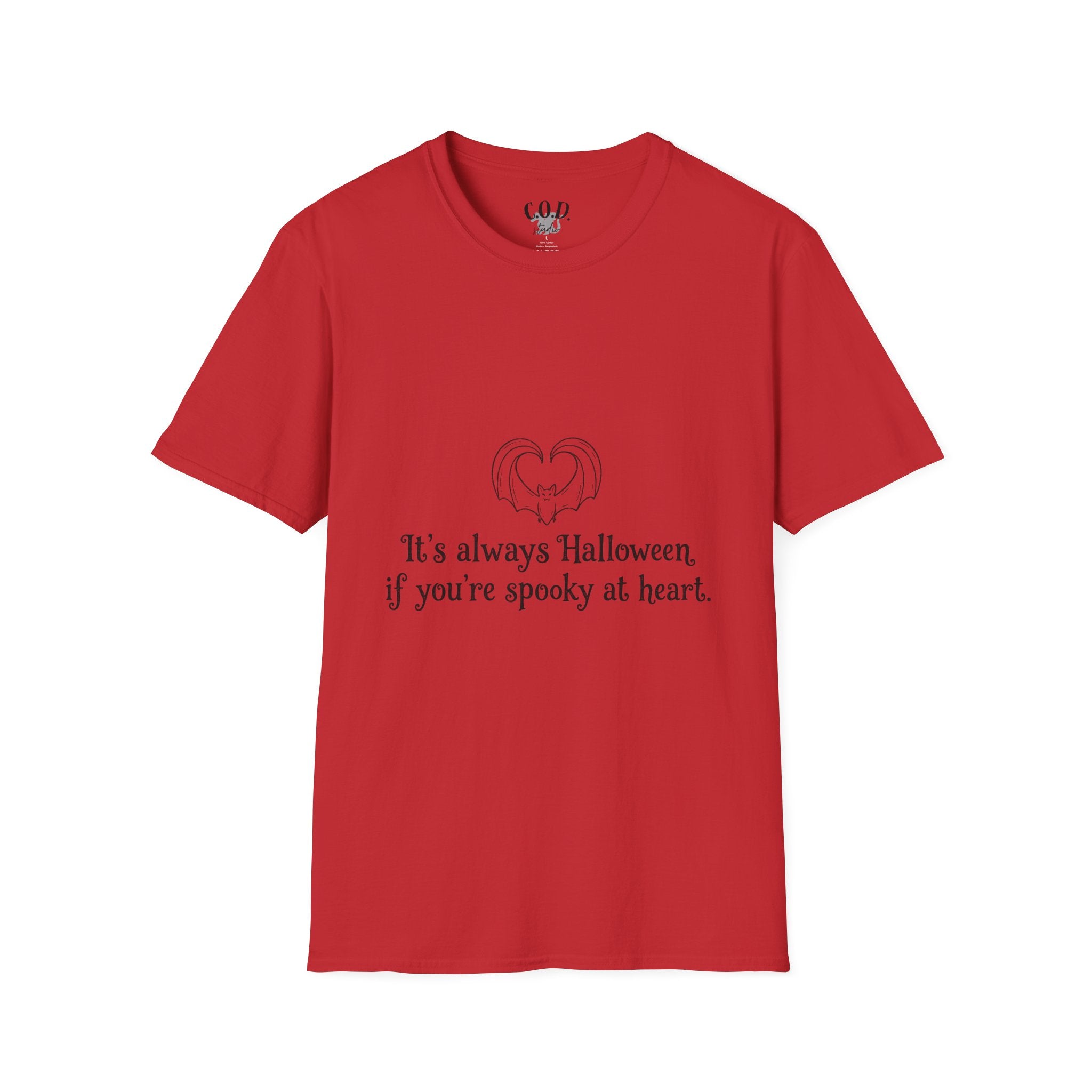 Halloween Bat Heart T-Shirt — "It's Always Halloween If You're Spooky at Heart"